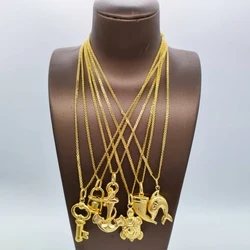 Gold Plated Chain and Pendants for Man Women African Dubai Copper Jewelry Accessories S Size Elephant Cross Vintage Party Gi