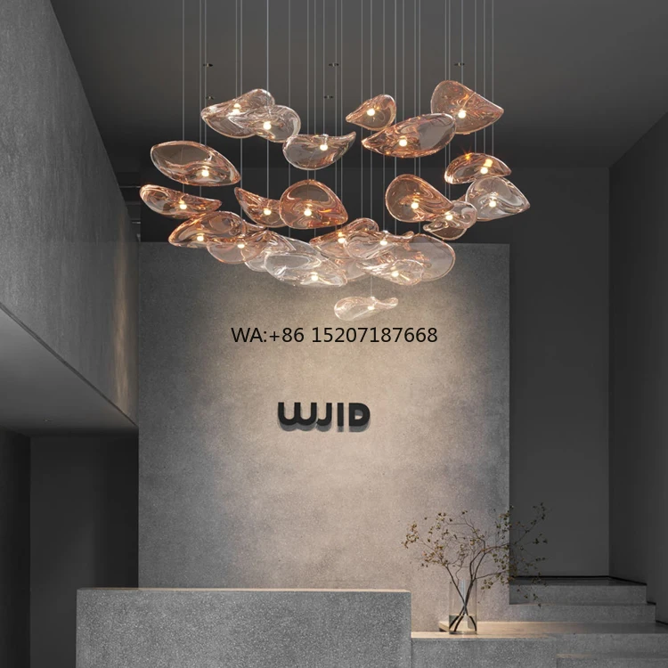 American Design Custom Project LED Chandelier Light Square Glass Commercial for Living Room Hotel Banquet Hall Adjustable Height