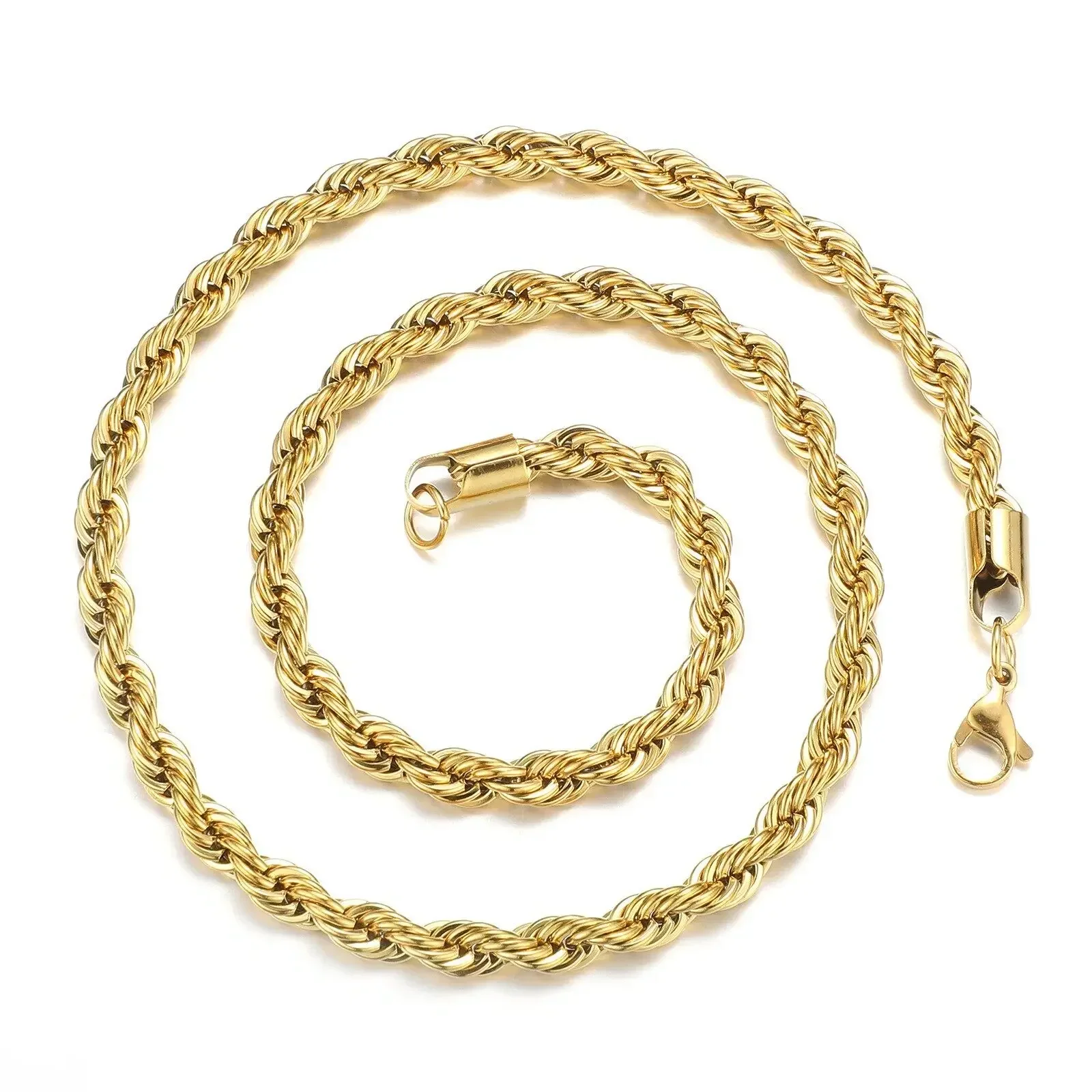 Gold Color Twisted Rope Chain Necklace for Men