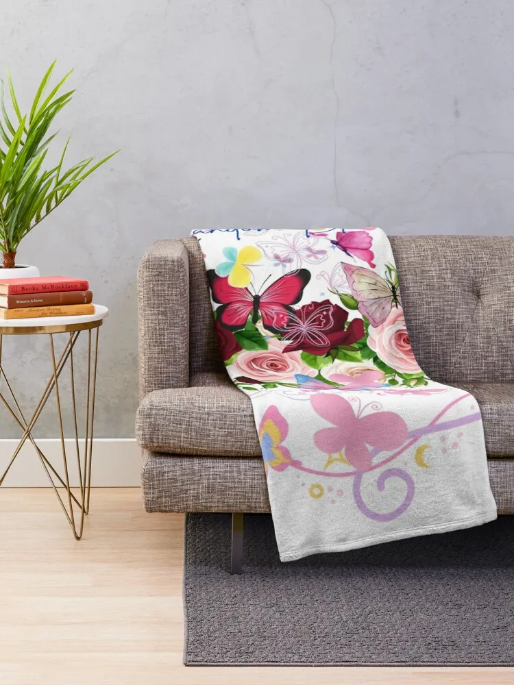 Random Spring Bloom Throw Blanket wednesday Quilt Blankets