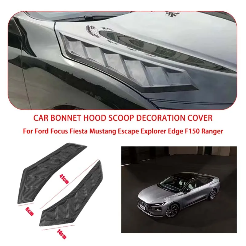 2 Pcs Gloss Black For Ford Hood Vents Bonnet Cover Rubber Front Bonnet Vent car decorations