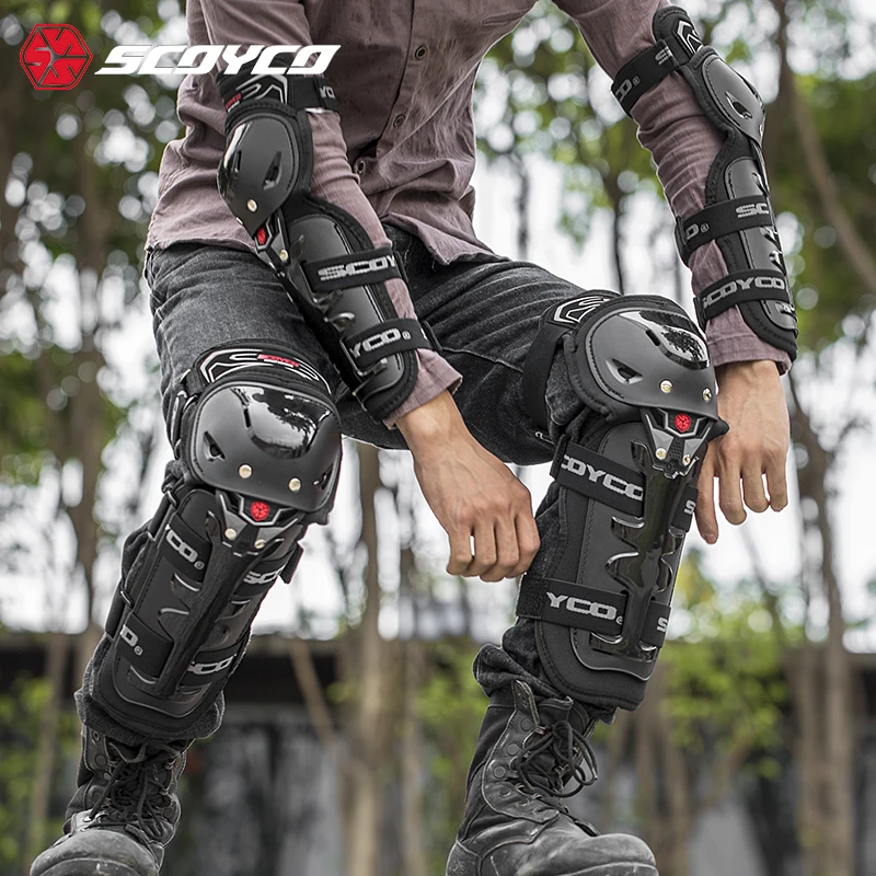 

4Pcs/Set Men Motorcycle Protection Outdoor Sports Anti-fall Riding Wear Resistant Racing Cycling Bike Moto Elbow Pads Knee Brace