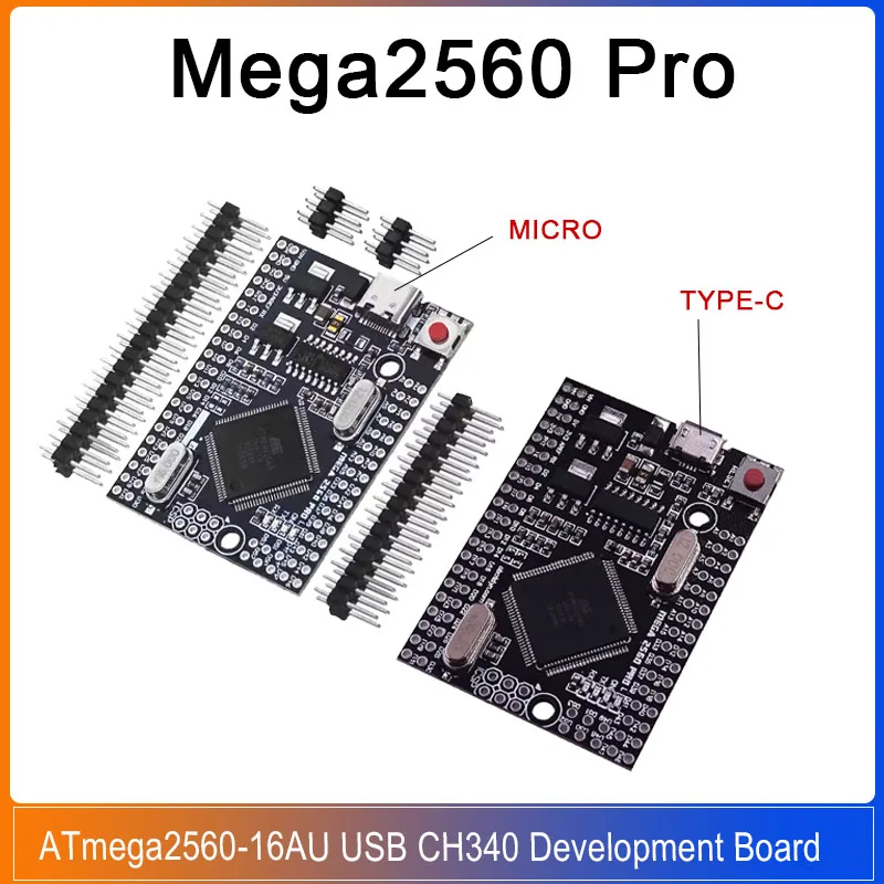 لوحة تطوير Mega2560 Pro تعتمد على شريحة ATmega2560-16AU ولوحة USB-UART CH340G المدمجة MICRO/Type-c لـ Arduino