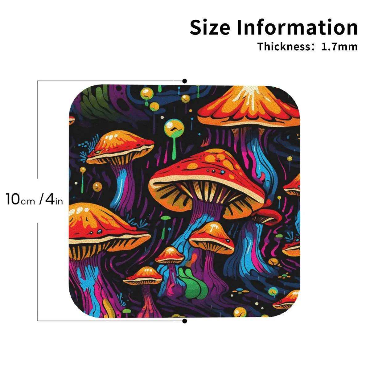 Acid Trippy Weird Psychedelic Wavy Mushroom Coasters Placemats Non-slip Coffee Mats for Decor Home Kitchen Dining Pads