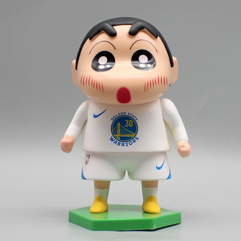 14cm Anime Figure Crayon Shinchan Cos Nba basket Lakers James Doll Pvc modello animazione ornamenti circostante giocattoli regali