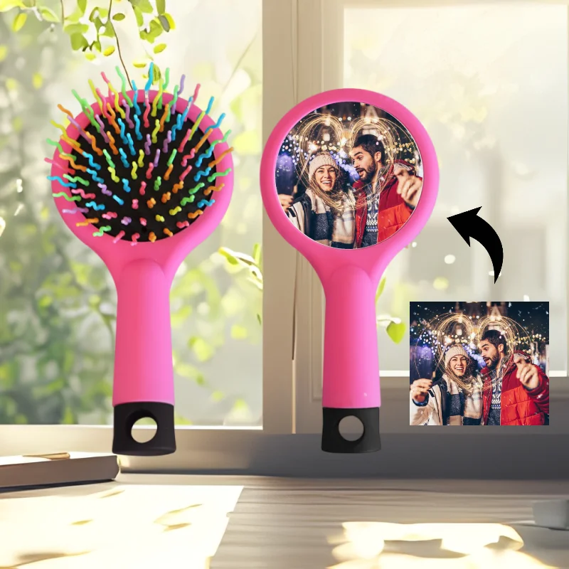 Personalised image massage comb, customised hair rainbow comb, personalised image commemorative gift