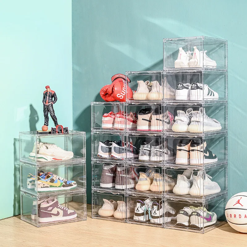 

Clear Plastic Shoe Box, Foldable and Stackable, Perfect for Bedroom and Home Decor, Holds Up To 48 Yards (US Size) of Shoes