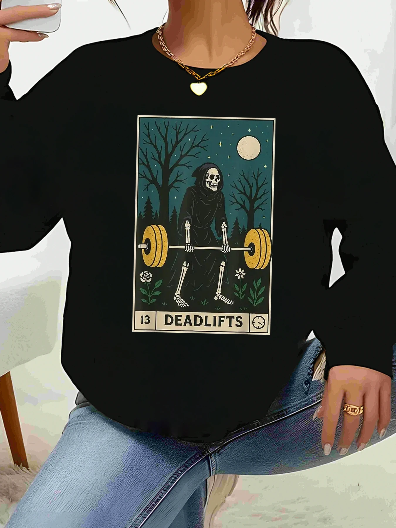 

Скелет становая тяга Таро с принтом топ с длинными рукавами Хэллоуин одежда для фитнеса женская