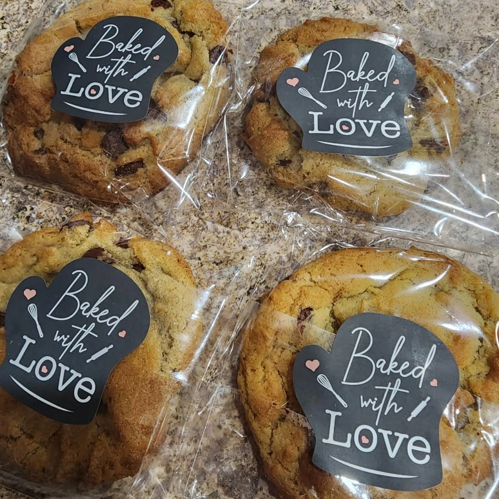 60pcs Baked With Love Sticker in Sheets 2inch Highly Recommended for Bakeries and Baked Products Handmade Gloves Die cut Design