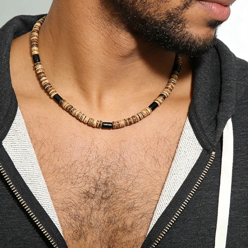 New Handmade Bohemian Coconut Shell Choker Necklace Men 4 Styles Available Natural Beaded Casual Versatile Accessory Healing