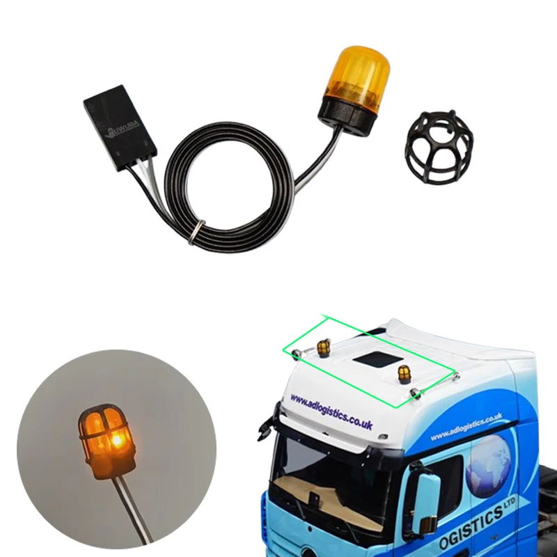 1pcs Excavator Light Degree Rotating Lamp for 1/14 Tamiya RC Truck Car Scania 770S BENZ VOLVO FH16 MAN