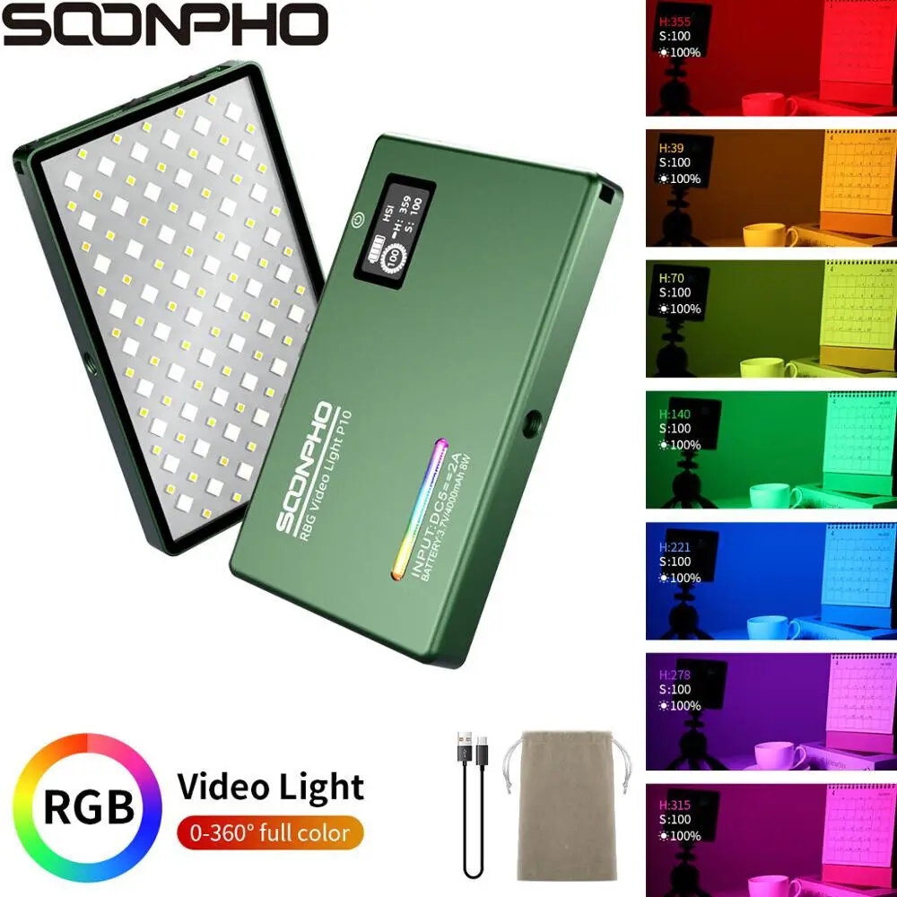 

SOONPHO P10 RGB LED Video Fill Light Full Color On-camera Light Panel 2500-8500K