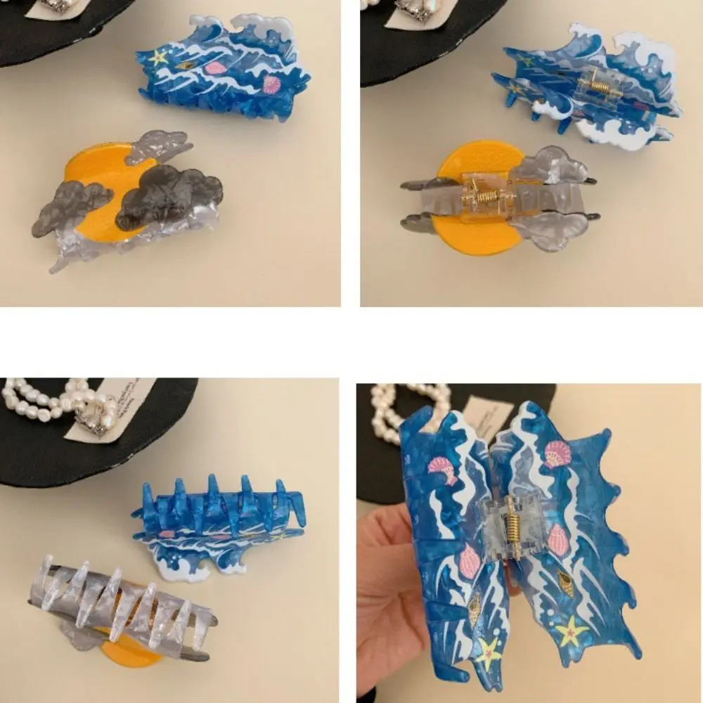 Pince à cheveux Koala en acrylique personnalisée, ours, créature marine, Animal, coiffure, dessin animé, grand requin, pour femme