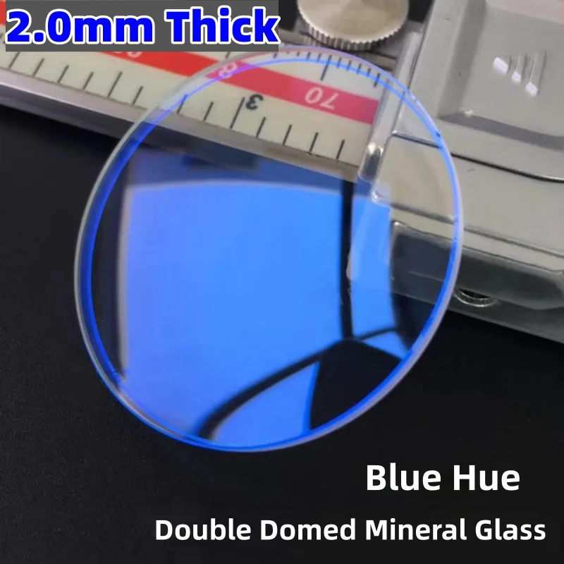 2,0 mm Dicke, blauer Farbton, doppelt gewölbtes Mineralglas, 30 mm–39,5 mm Durchmesser, rundes, gebogenes Uhrenglas für die Uhrenreparatur, YZC218 – Detail 1