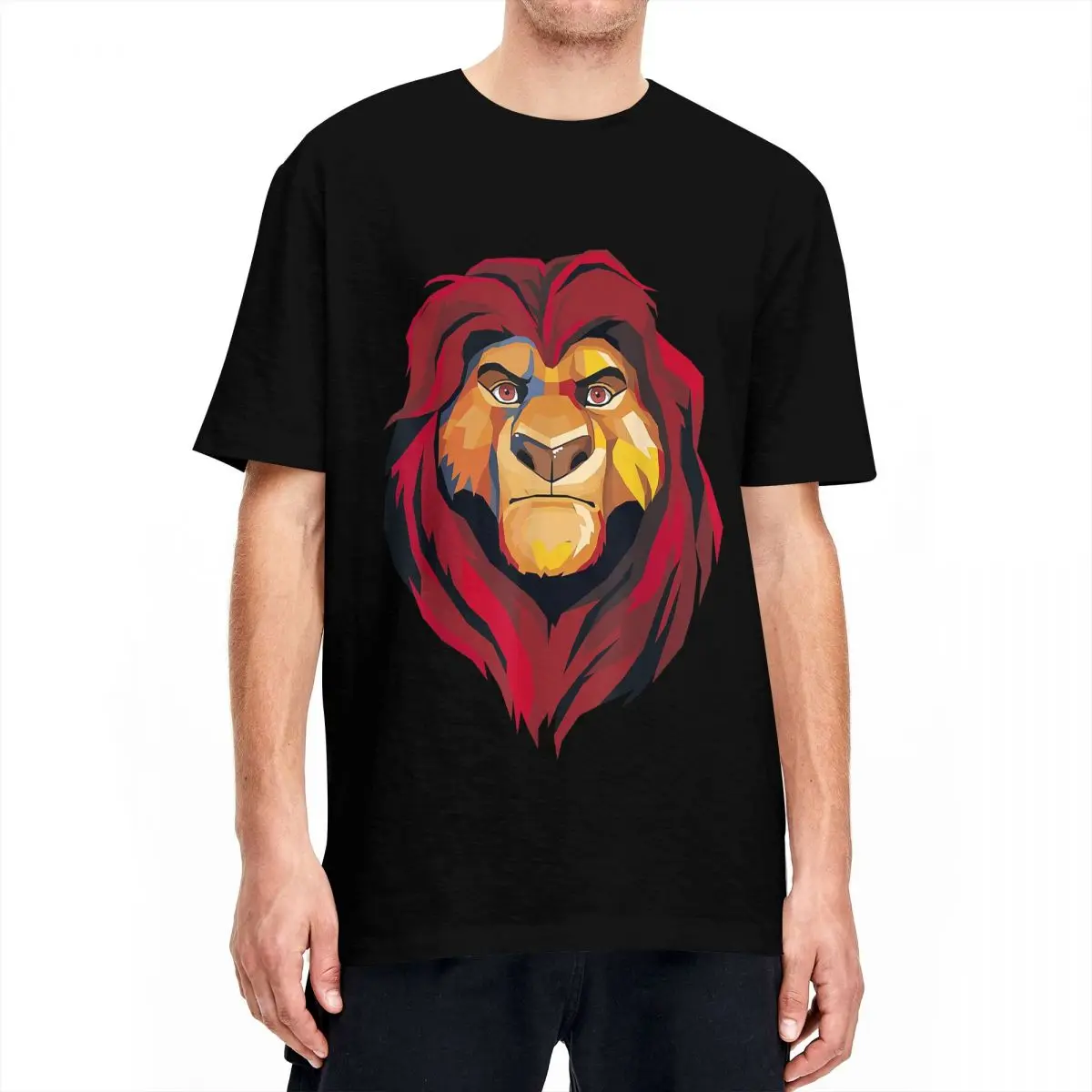 Men Women T-Shirt The Lion King 100% Cotton Tees Short Sleeve Mufasa Artistic Face Portrait T Shirt Crew Neck Tops Classic