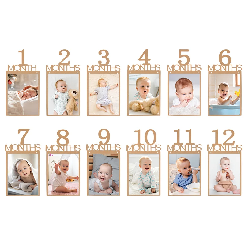 1-12 Month Baby Photo Banner 1st Boy Girl Birthday Party Bunting Garland Photo Props One Year First Birthday Decoration Supplies