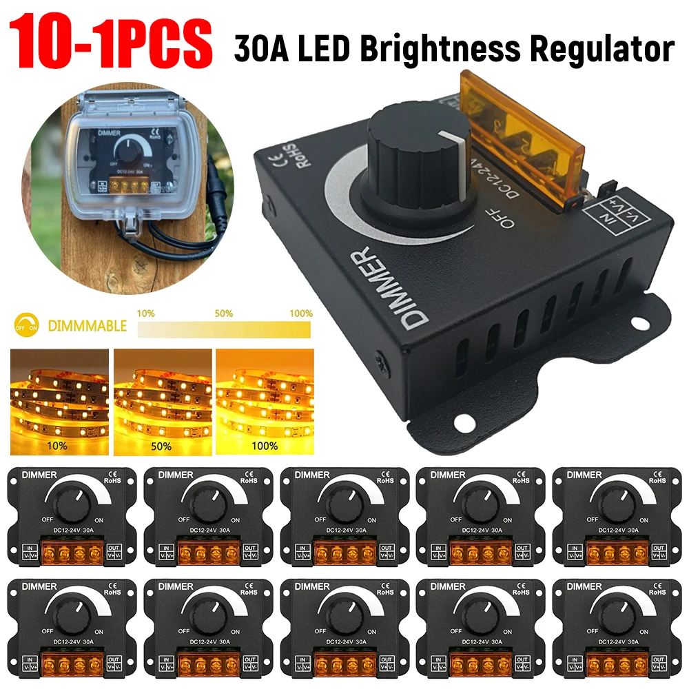 

LED Brightness Regulator Adjustable Brightness Dimmer Controller PWM Digital Stepless Dimming for Lamp Strip Single Color Lamp