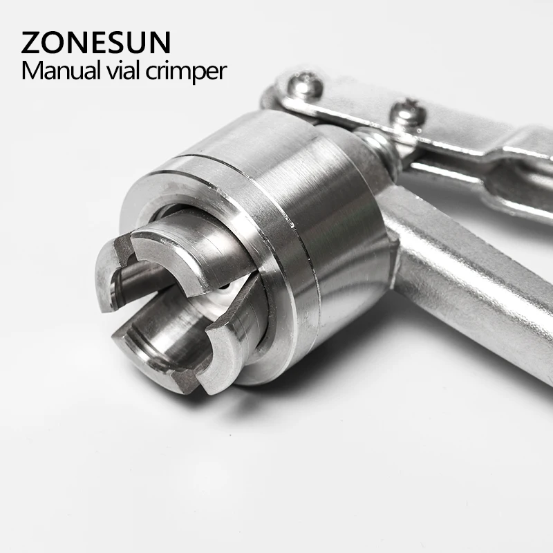 ZONESUN Handheld Vial Crimper Stainless Steel Flip Off Caps Hand Sealing Machine Silver Capping Sealing Tool ZS-PVC1