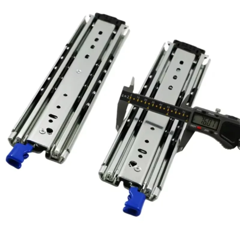 58 Inch 60 Inch Ultra Heavy 500lb Drawer Slides 76mm Width 3-Fold Full Extension Runners for Tool Cabinets and Large Trays