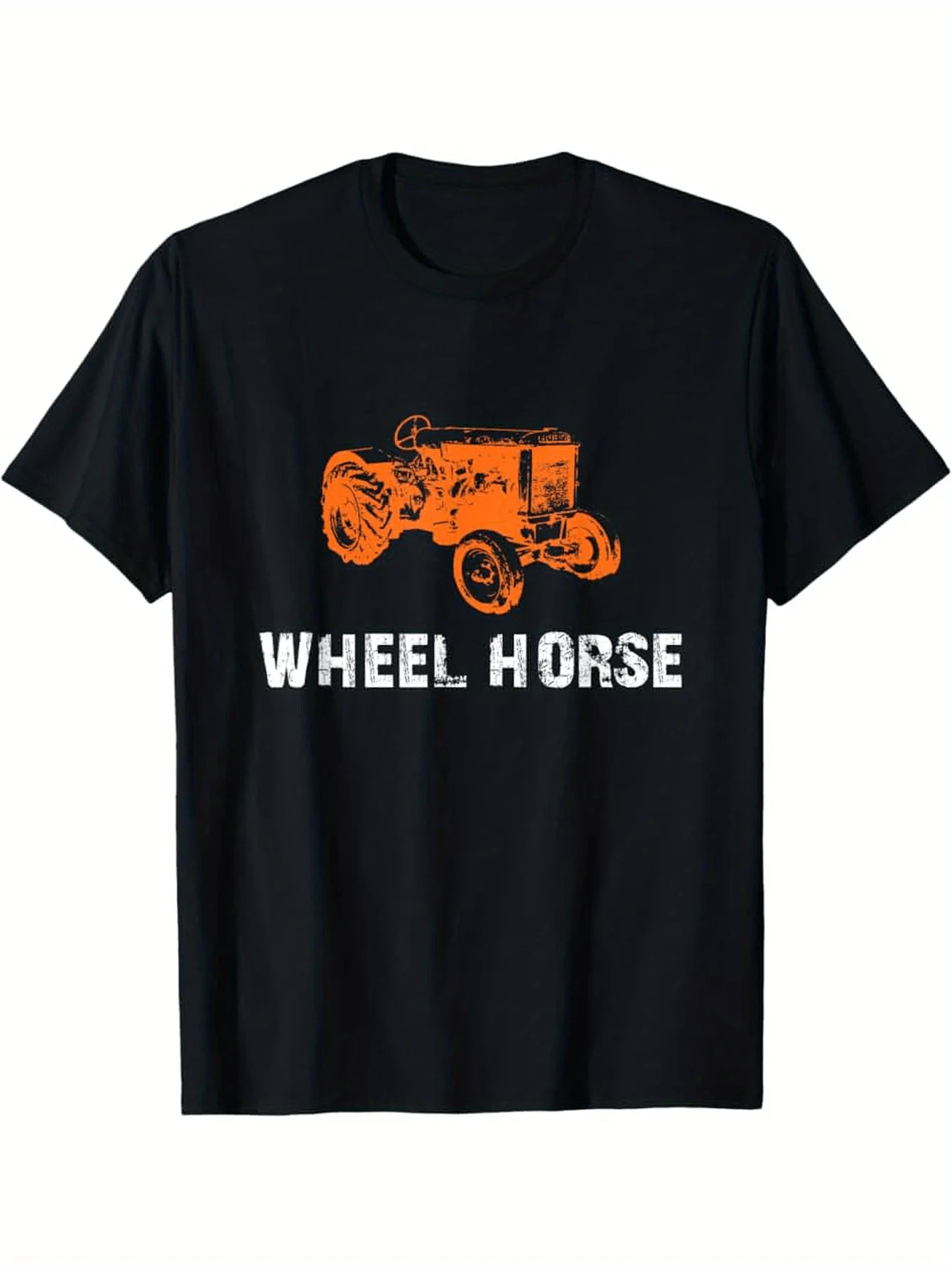 

Men'S Vintage Wheel Horse Graphic T-Shirt Tee with Orange Tractor Design Regular Fit All-Season Comfort Vintage T Shirts