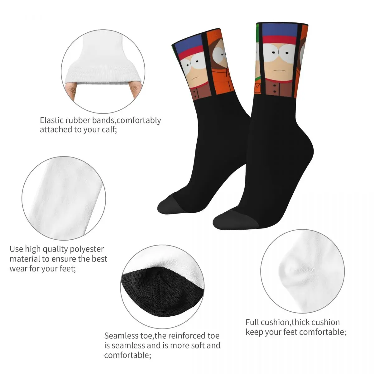 Southpark Anime Product Crew Socks Flexible Southpark All Characters Sport Long Socks Super Soft for Womens Best Gift Idea