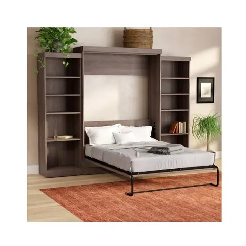 ⅹ-Home Bedroom Furniture Particle Board MDF Folding Wall Bed Murphy Bed With Double Desk&