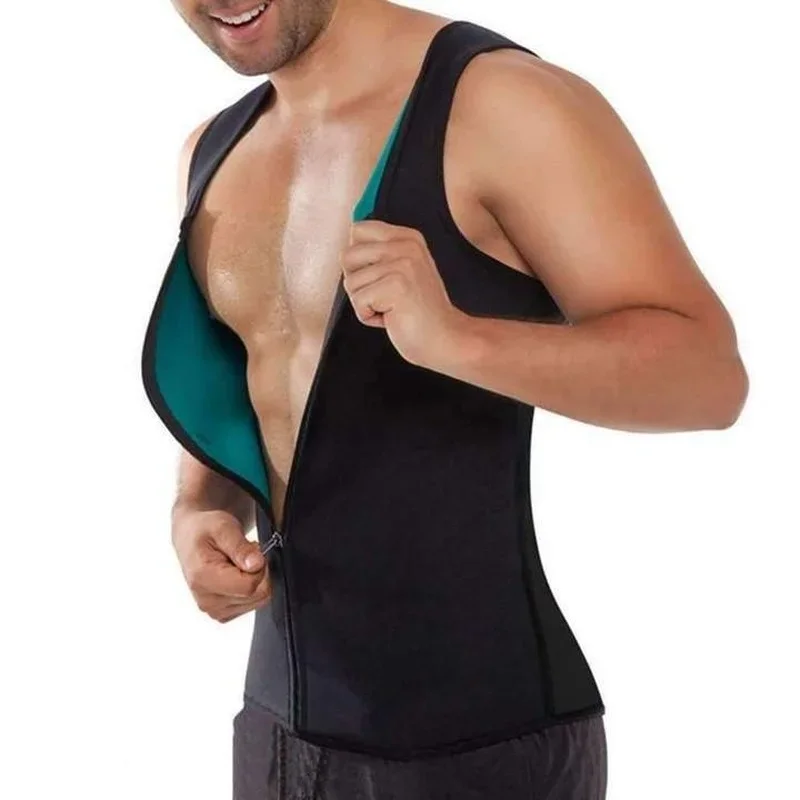 Men Waist Trainer Vest for Weight Loss Neoprene Fitness Corset Body Shaper Zip Sauna Tank Top Workout Shirt Sauna Suit S-5XL