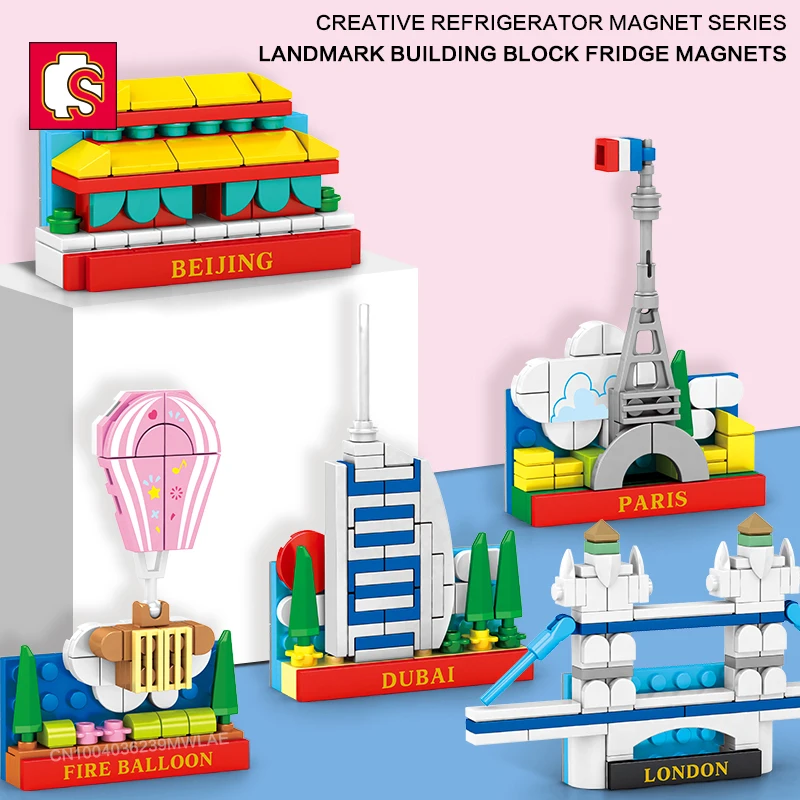 

Fridge Magnets Bricks Architecture Landmark building Blocks DIY Playsets Display Landmark Idea Gifts Toys Children Adults