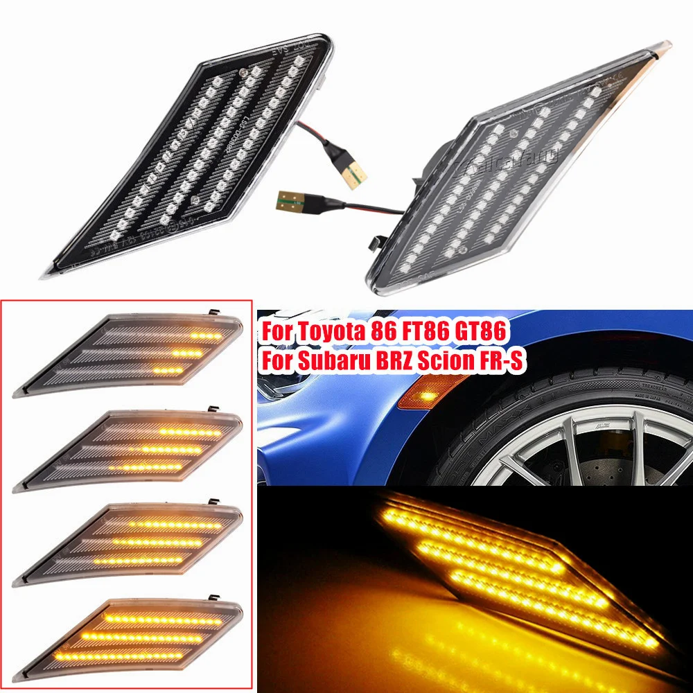 2x LED Dynamic Turn Signal Light For Toyota 86 FT86 GT86 Side Marker Indicator Sequential Lamp For Scion FR-S For Subaru BRZ