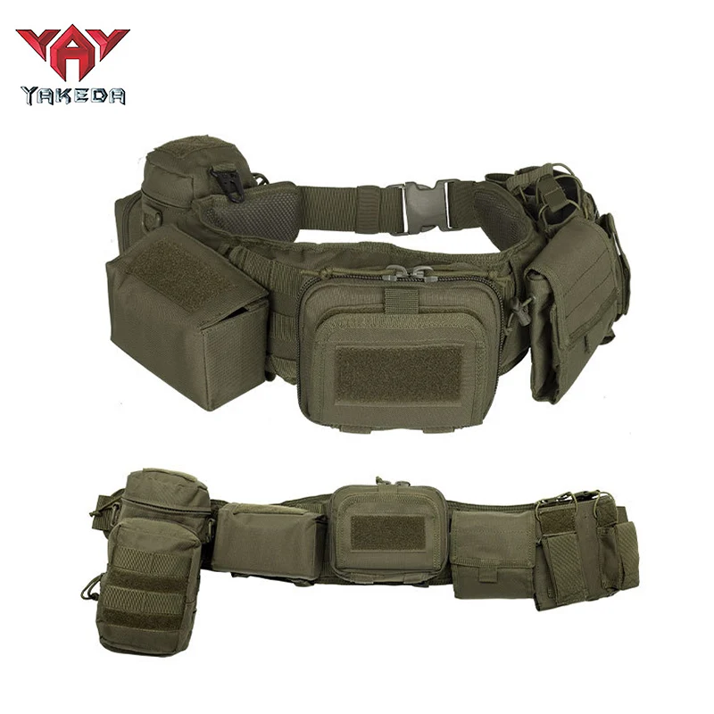 

Yakeda 5Pcs Set Hunting Gadget Pouch Waist Bag Adjustable MOLLE Padded Patrol Duty Belt Combat Tactical Utility with Holster