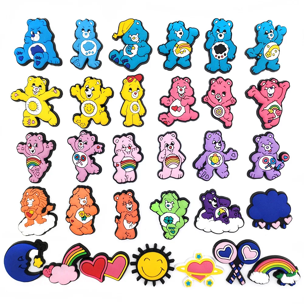 31pcs/set 3D Rainbow Bear Cartoon Soft rubber Detachable Diy Decorations Suitable Gift Idea