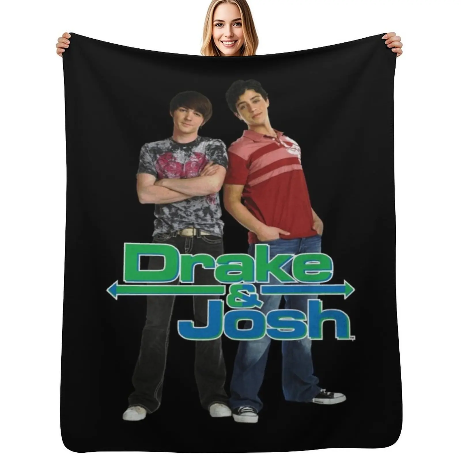 Drake And Josh Classic Logo With Characters Pullover Hoodie Throw Blanket All Season Lightweight Soft Blanket for Bed