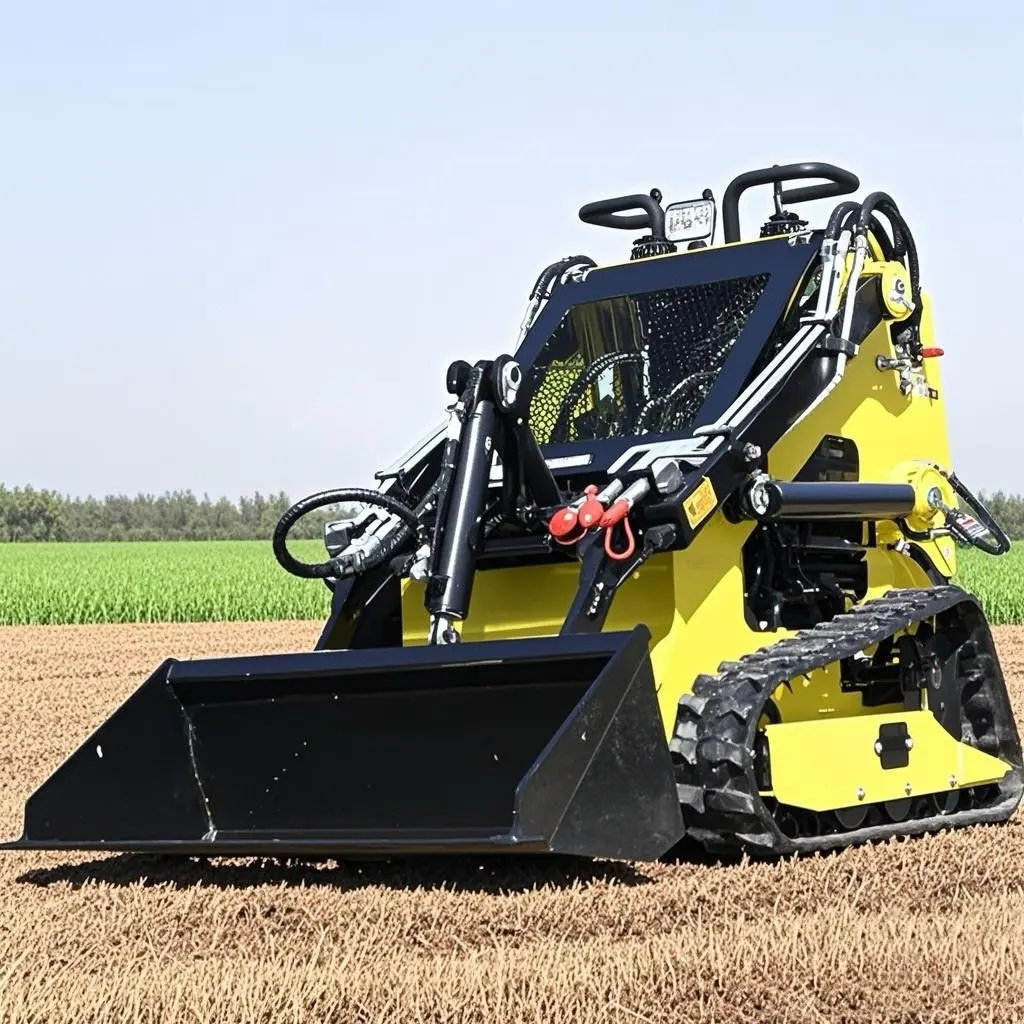 Mini Skid Steer Loader Tipo de trilha compacta 13,5 HP, multiuso, motor EPA, amarelo