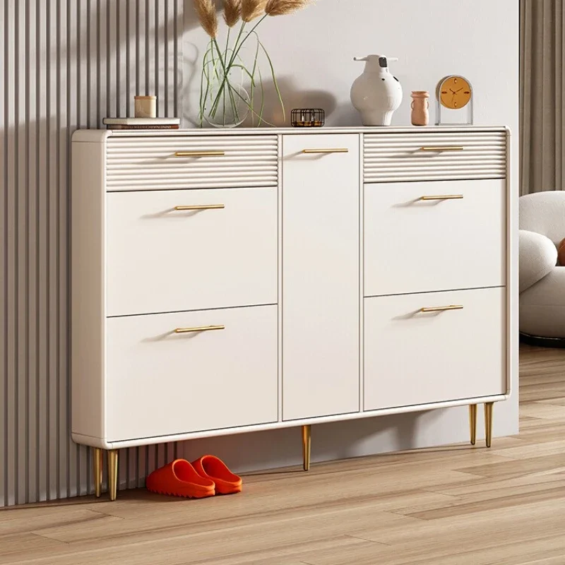 

ZYYCream Wind Ultra-thin Shoe Cabinet Household Door Door Back Tipping Bucket Entrance Cabinet