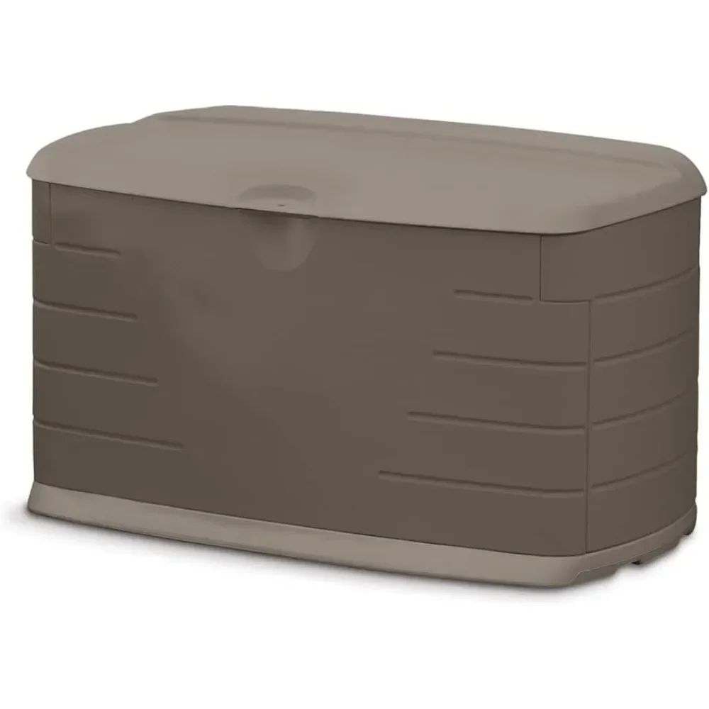 Medium Resin Weather Resistant Outdoor Storage Deck Box, 72.6 Gal, Putty/Canteen Brown, for Garden/Backyard/Home/Pool, Sandstone