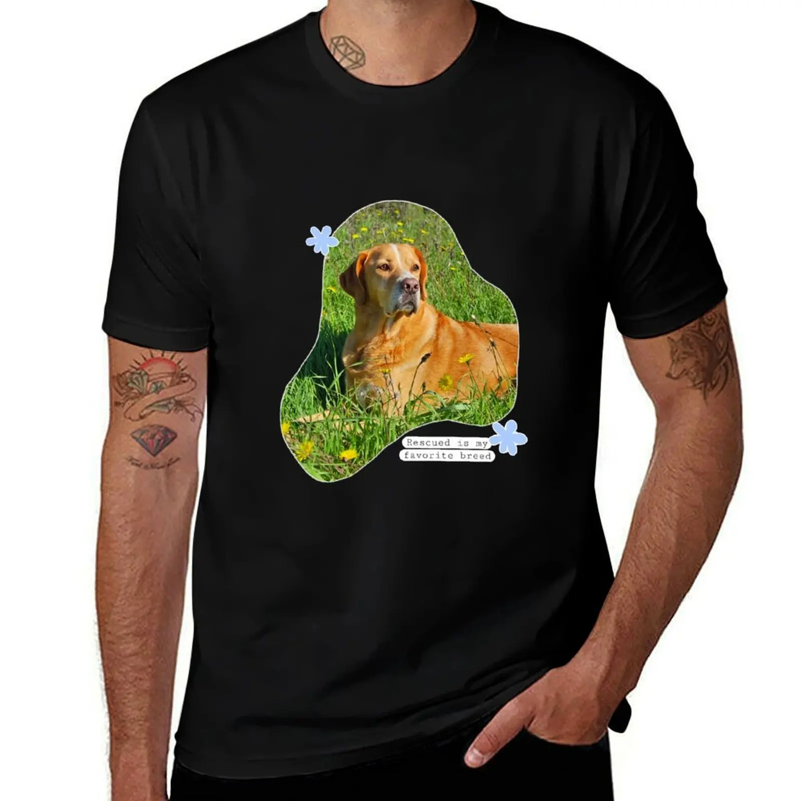 

Rescued is my favorite breed T-Shirt animal prinfor boys shirts graphic blue lock workout shirts for men