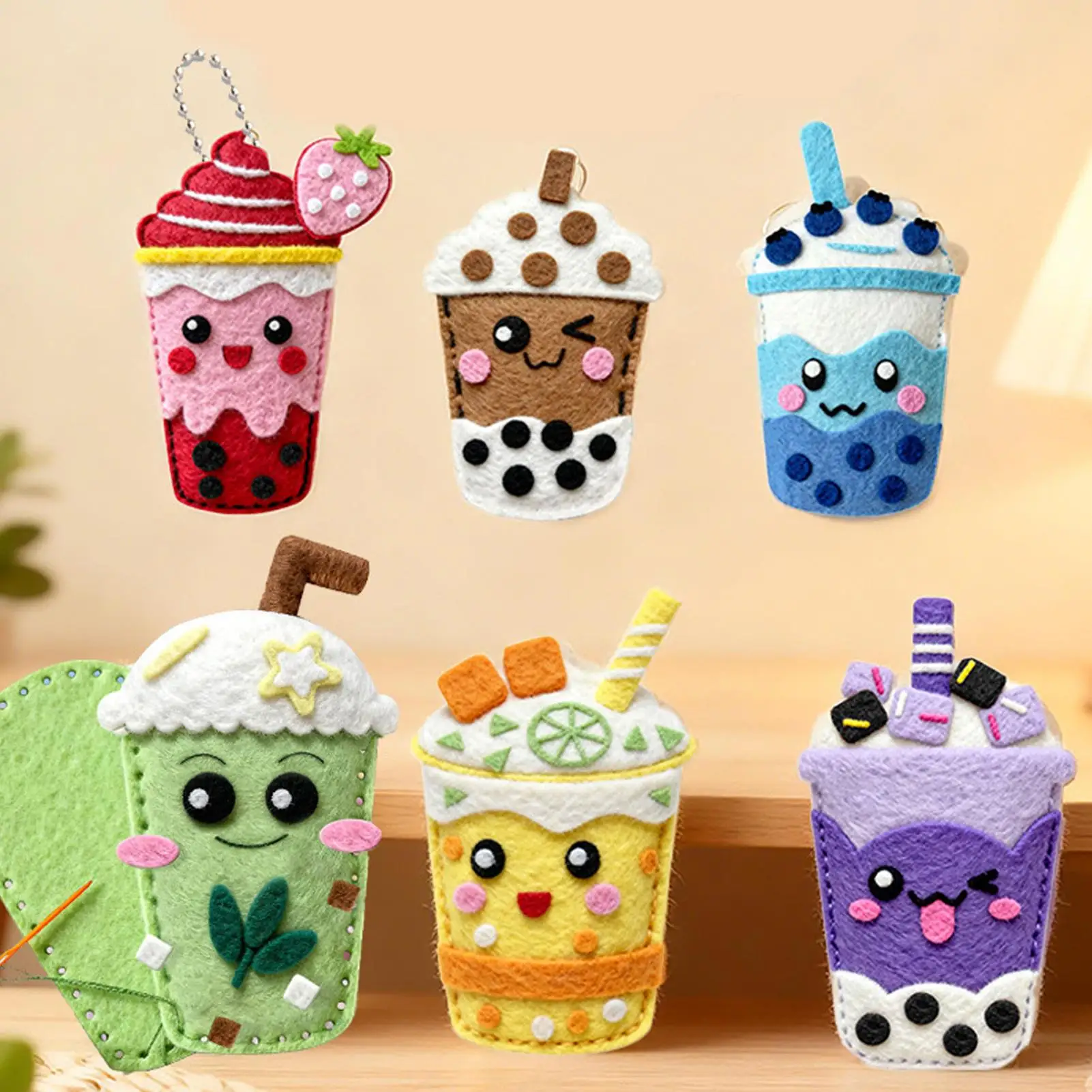 Kids Sewing Crafts Make Milk Tea Purse Charm Girls Sewing Kit For Art Project Doll Making Home School Activity Play Art Project