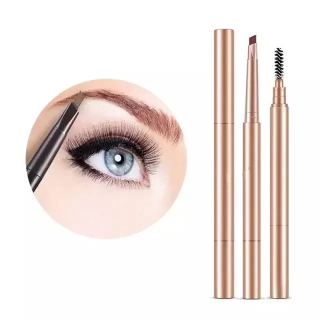 6colors Double-head Private Label Eyebrow Pencil Custom Bulk with Blackand Gold Tube Long-lasting Pigment Waterproof Makeup