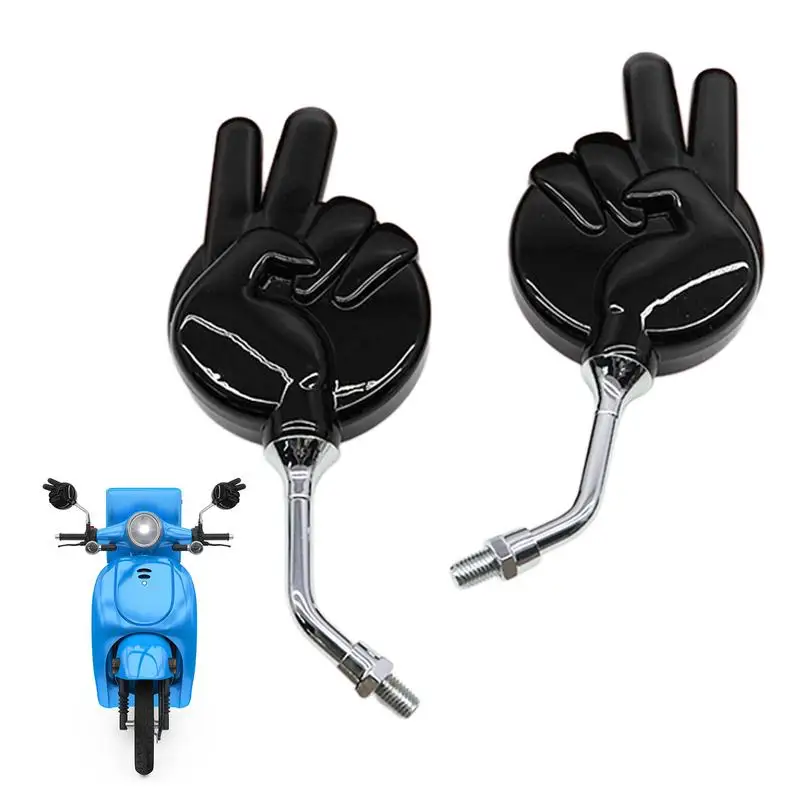 Handlebar Mount Motorcycle Mirrors 1 Pair Victory Gesture Design Funny Motorcycle Mirrors Handlebar Side High Definition Mirrors