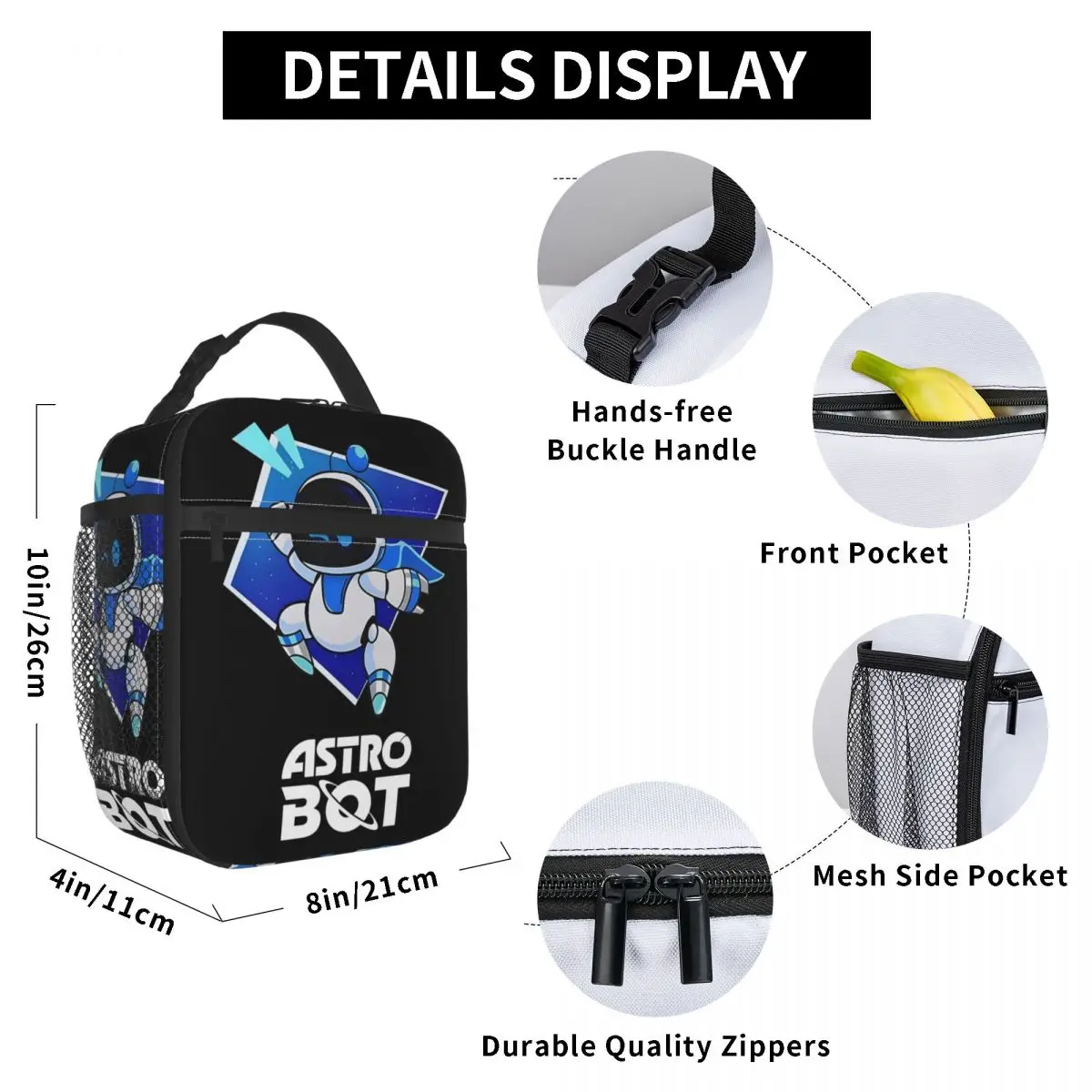 Saco de almoço isolado astrobot padrão astros acessórios do jogo caixa de armazenamento de alimentos ins na moda refrigerador térmico bento caixa para a escola