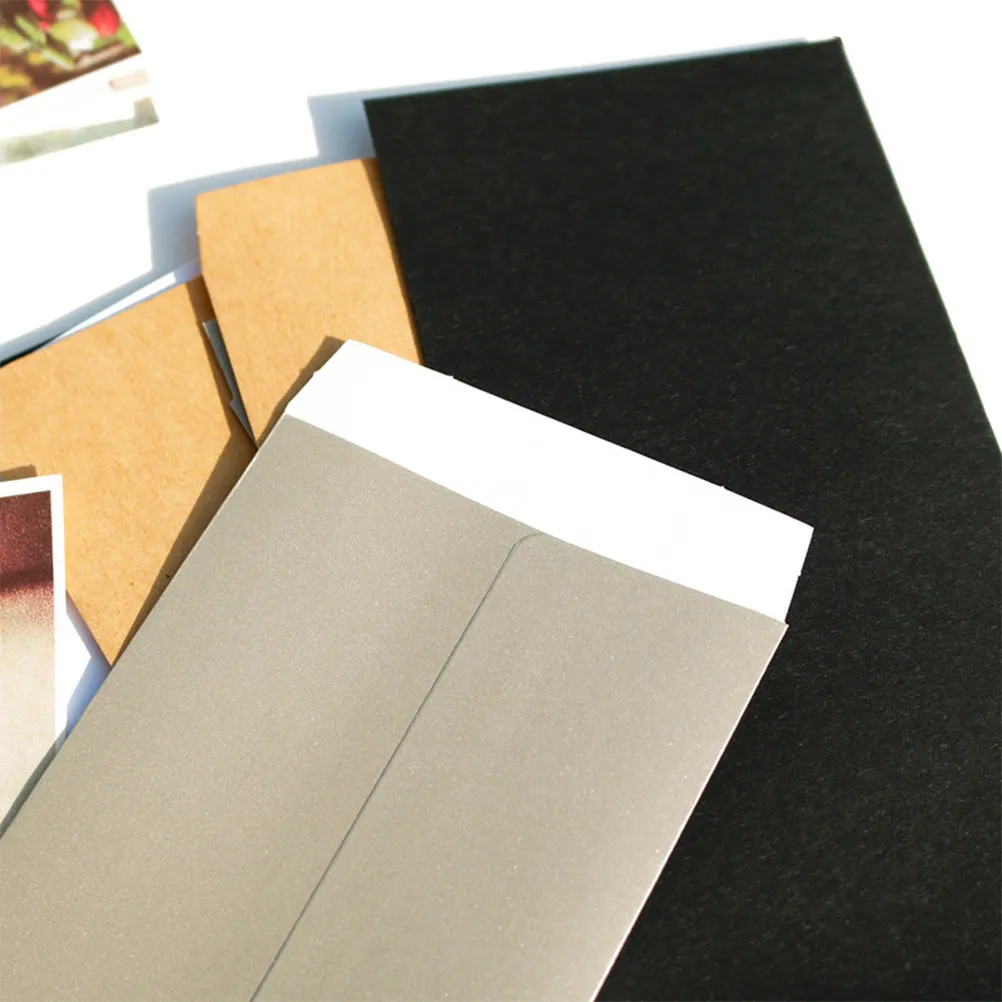 

40Pcs Kraft Paper Envelopes Brown Paper Document Bags Empty Kraft Pouches for Invitations Messages Letters Storage Retro Style