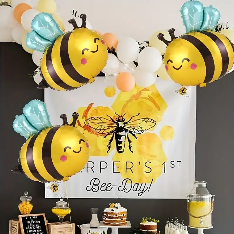 3pcs 32Inch Cute Bee Aluminum Foil Balloons Cartoon Animal Birthday Theme Party Decoration Baby Shower Mother's day Party Decor