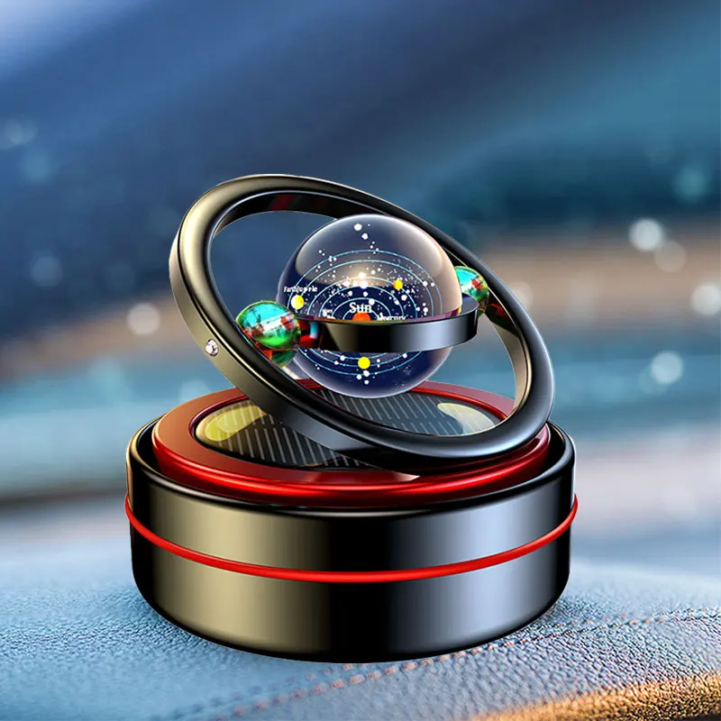 AAZRZRZ Solar Rotary Car Aromatherapy diffuser Creative double ring Rotary star car decorative air freshener lasting fragrance