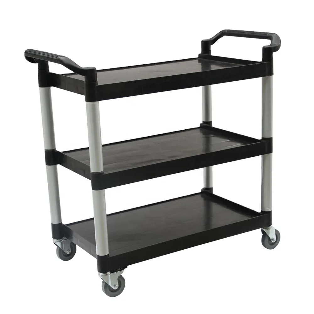 

3-Tier Hotel Service Cart Food Trolley Cart Hospital Rolling Utility Cart