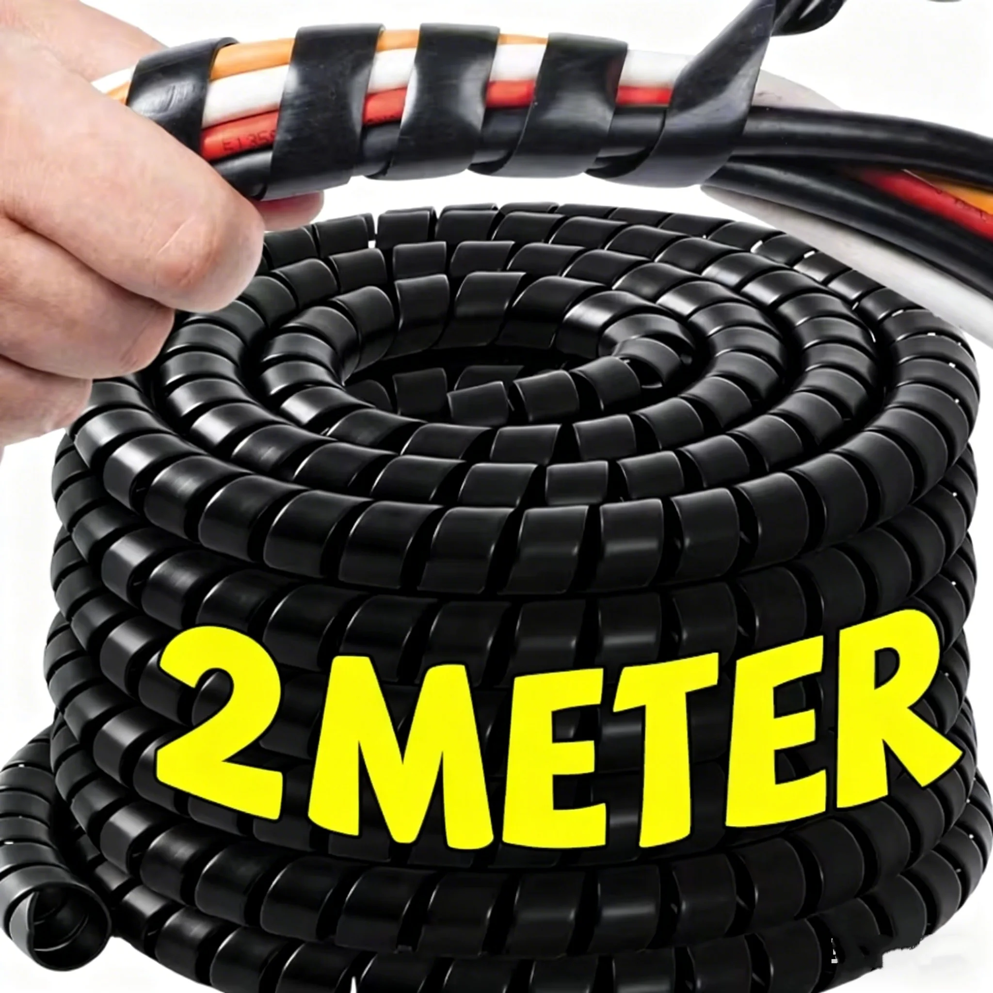 2M Flexible Spiral Cable Organizer Clips Storage Pipe Cord Protector Management Cable Winder Desk Tidy Cable Accessories Tools