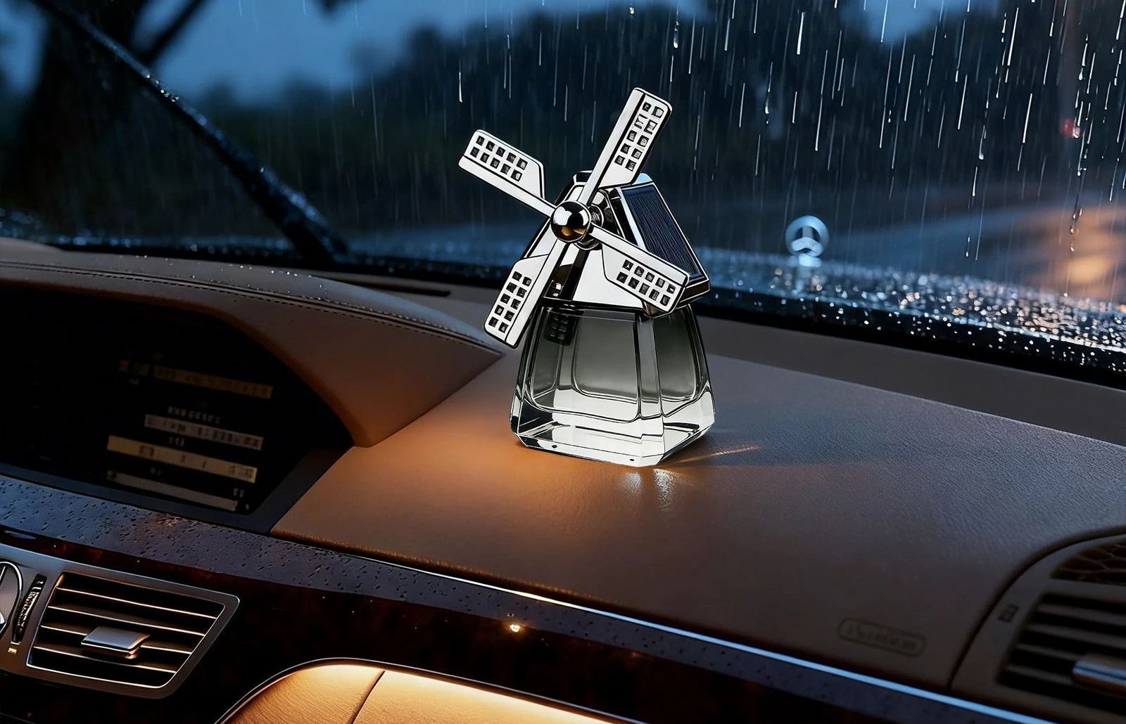 Car perfume Solar car windmill ornament Fresh and odor Removal Car aromatherapy central control decorative ornament jewelry