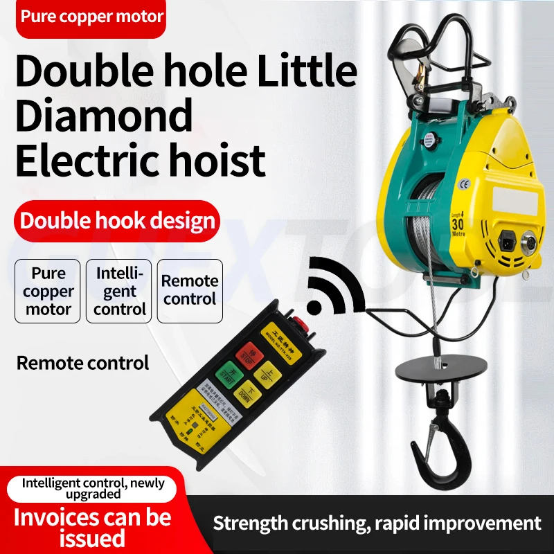 220V Small Electric Crane Household Wire Controlled Lifting Motor Hoist Electric Winch Hoist Air Conditioning Lifting Winch