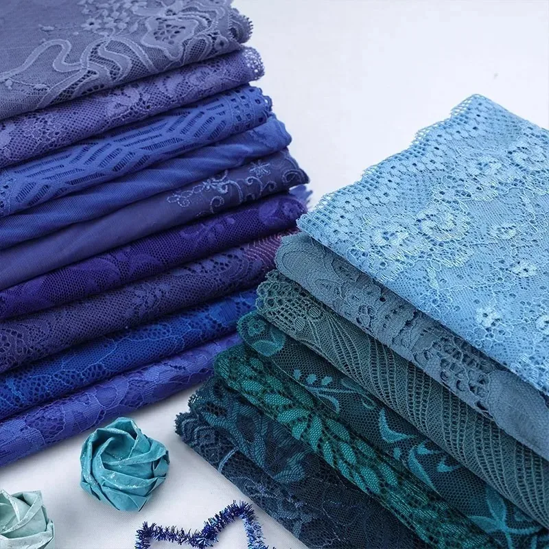 

New Multi-color Wide Edge Embroidered Lace Decal Fabric, Handmade Elastic Clothing Material,Wedding Dress Decoration Accessories