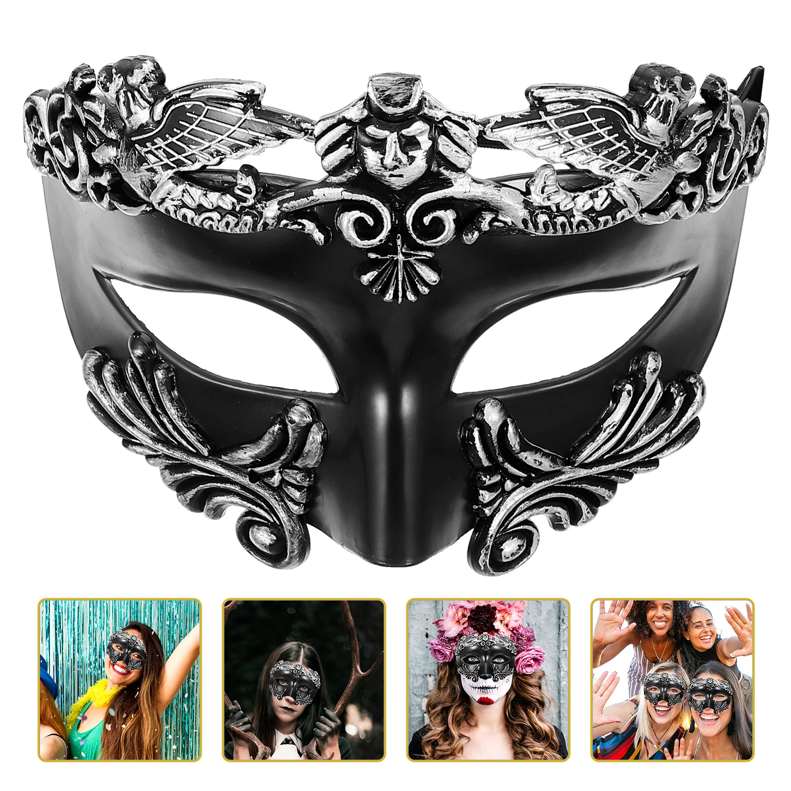 

Japanese-style Half Face Mask Man Halloween Cosplay Masks Plastic Vintage Masquerade