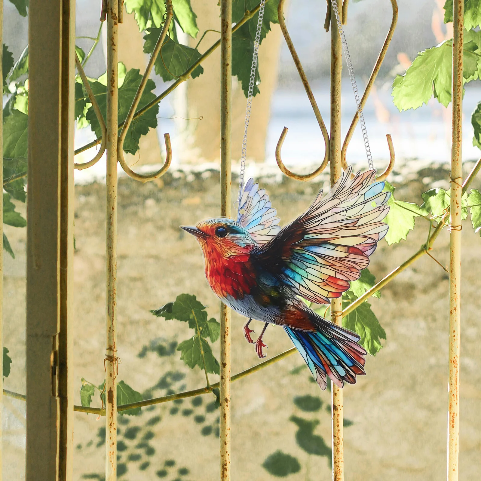 

Hummingbird Colorful Acrylic Stained Window Hanging Flat Ornament Wall Christmas Suncatcher Bird